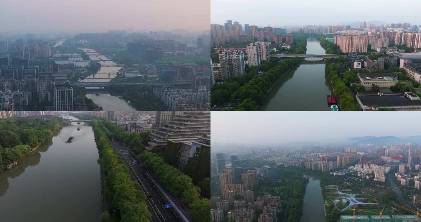 杭州拱墅区京杭大运河沿岸城市风光航拍合集