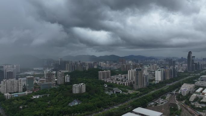 深圳福田区极端暴雨航拍