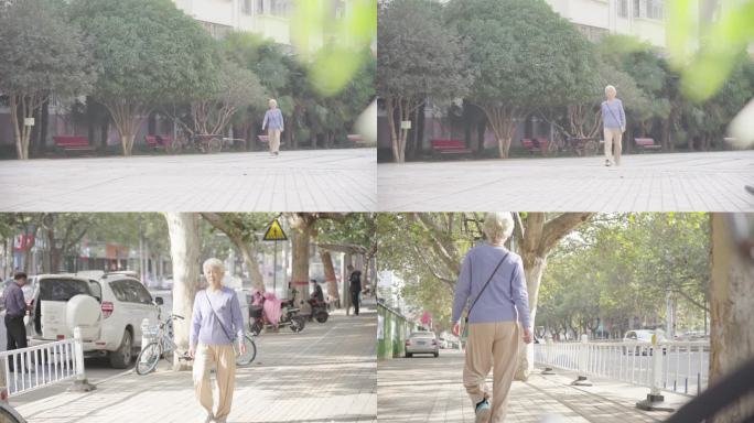老人散步逛街