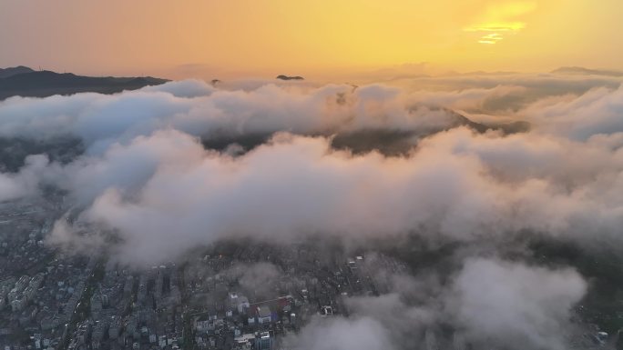 台州温岭火烧云航拍