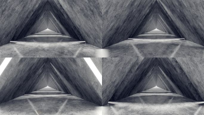 4K三角形混凝土隧道视频素材04