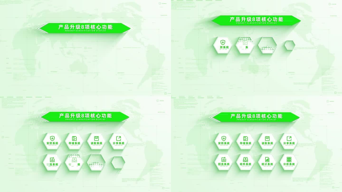 （8）绿色清新图标文字分类结构展示