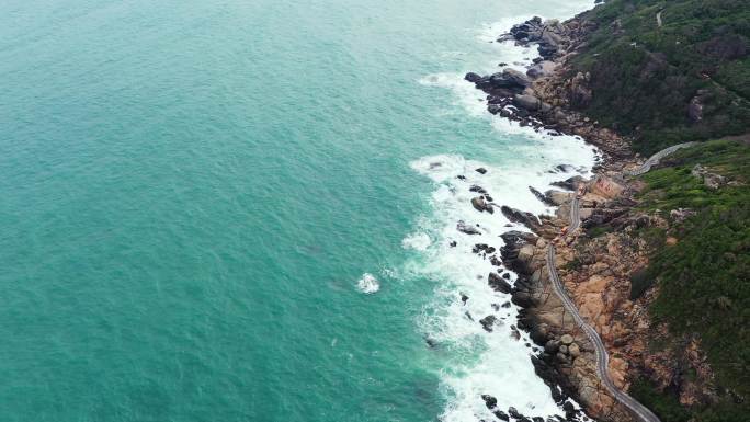 海边胜景 海浪 海景公路 航拍 山崖