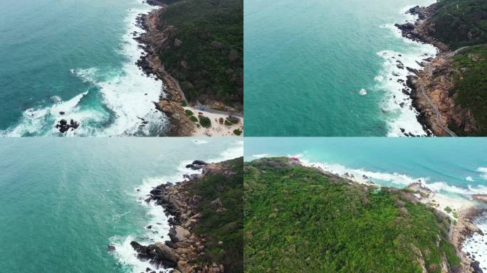 海边胜景 海浪 海景公路 航拍 山崖