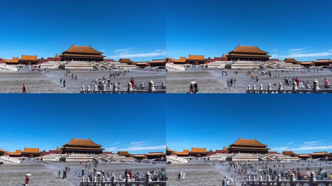 北京故宫博物院太和殿蓝天白云延时