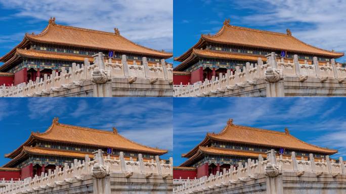 北京故宫博物院太和殿蓝天白云延时