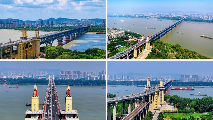 南京长江大桥航拍延时