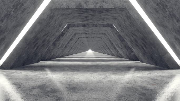 4K梯形混凝土隧道视频素材03