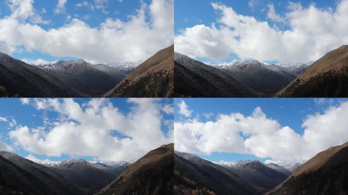 川西雪域高原雪山峡谷山谷森林云海蓝天延时