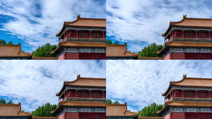 北京故宫博物院紫禁城屋檐蓝天白云延时