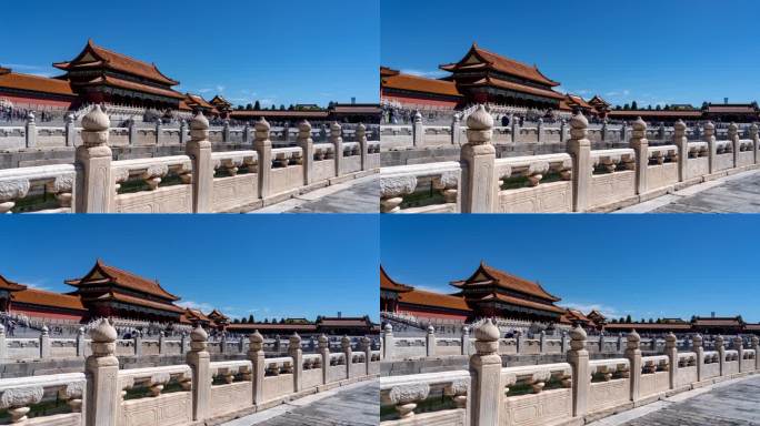北京故宫博物院紫禁城内金水桥延时太和门