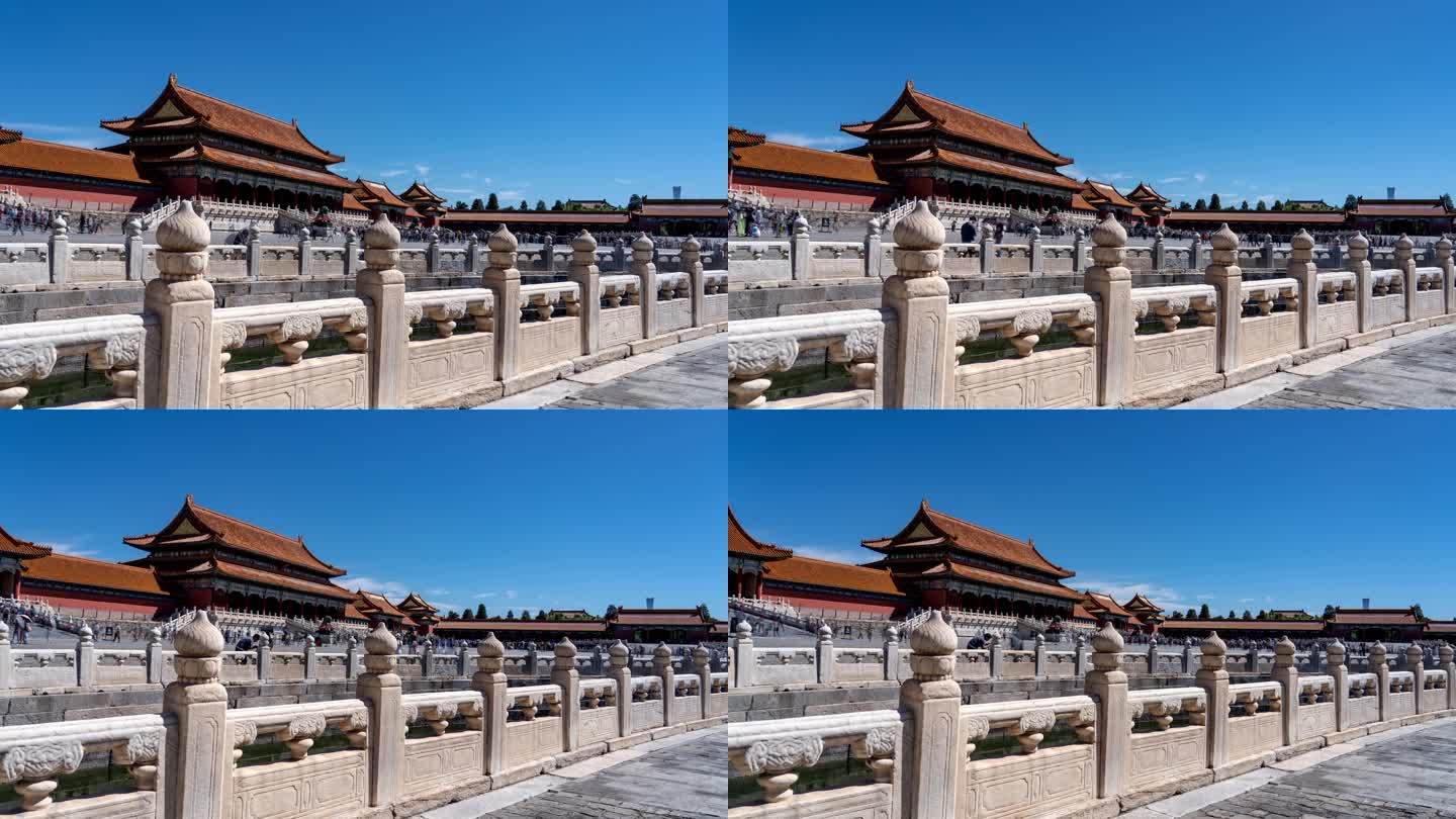 北京故宫博物院紫禁城内金水桥延时太和门