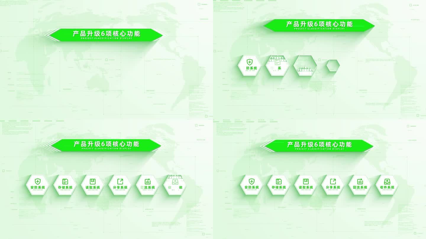 （6）绿色清新图标文字分类结构展示