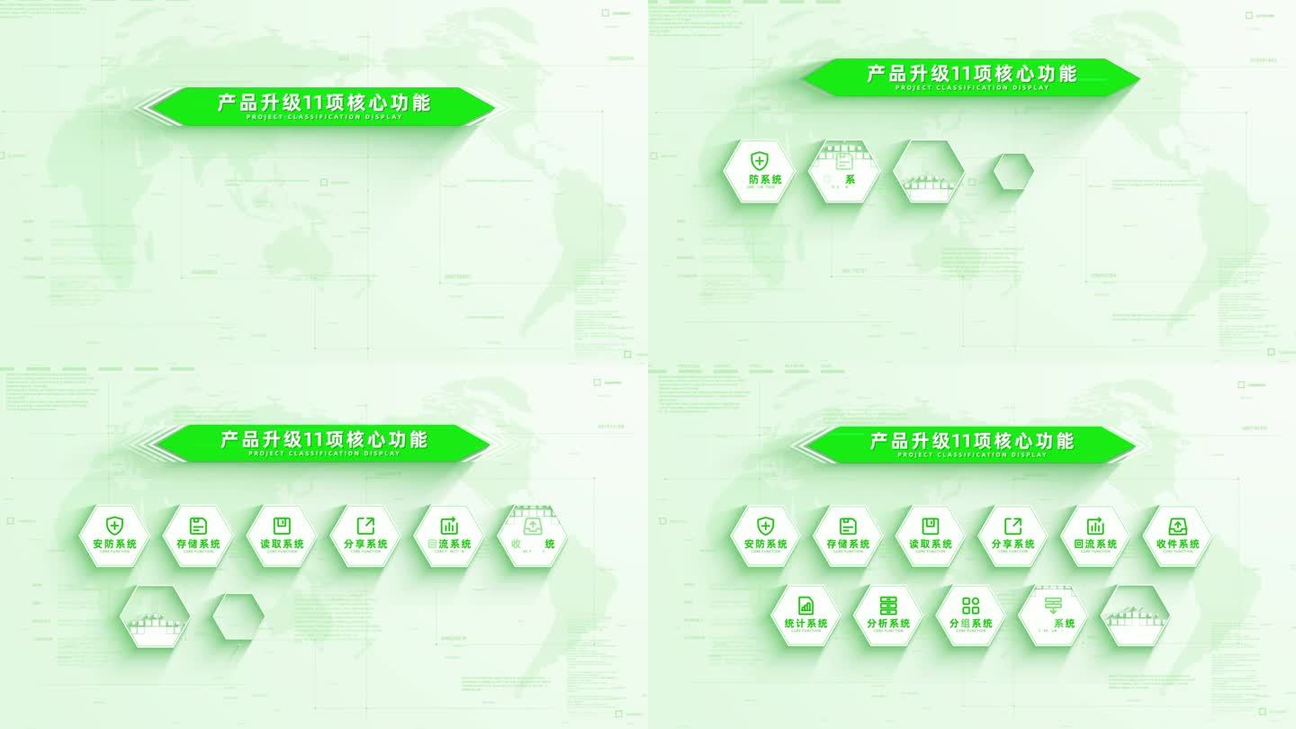 （11）绿色清新图标文字分类结构展示