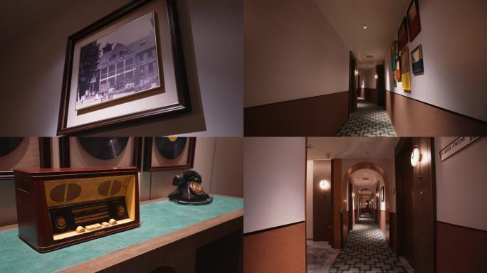 4K旧上海风格五星级酒店客房走廊空镜