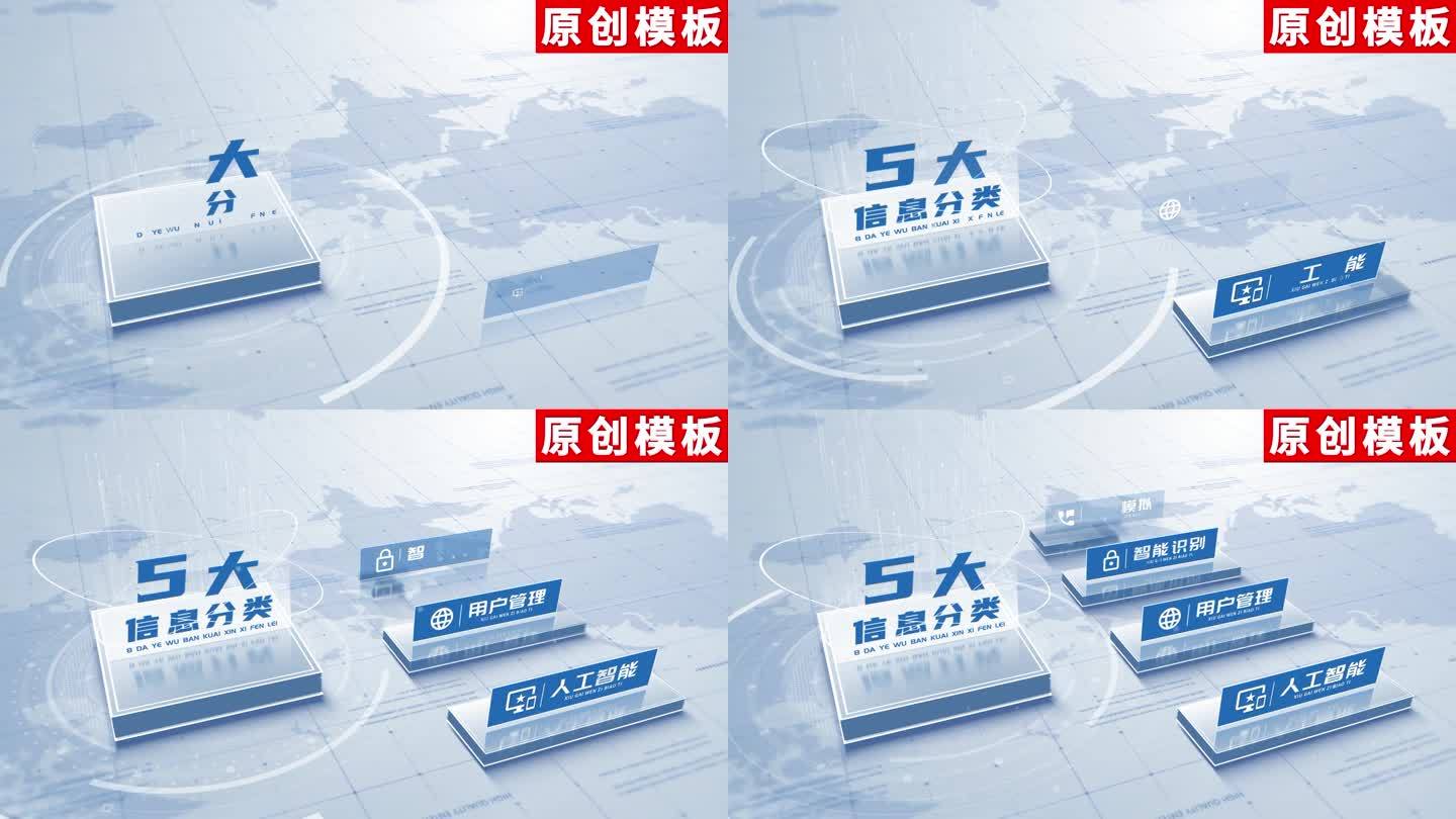 5-商务白色科技信息分类ae模板包装五