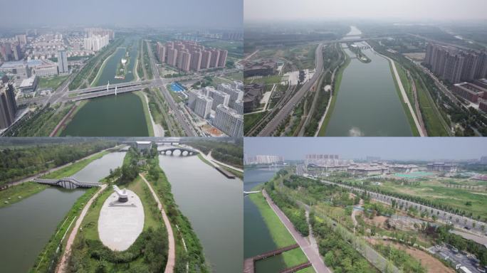郑州贾鲁河公园河南大学段4K航拍