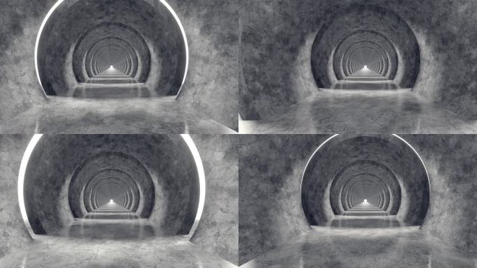 4K圆形混凝土隧道视频素材01