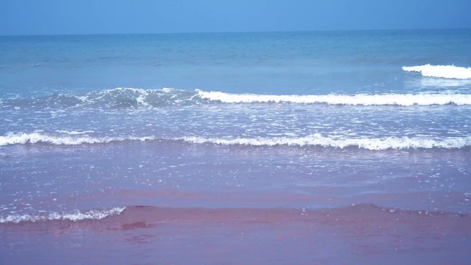 海浪延时沙滩浪花全景海边