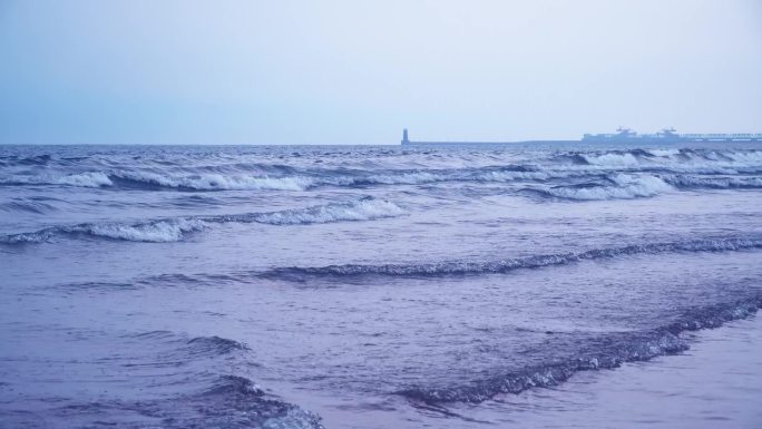 海浪延时摄影沙滩海水浪花