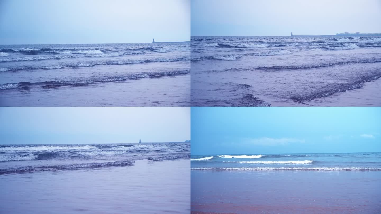 海浪延时摄影沙滩海水浪花