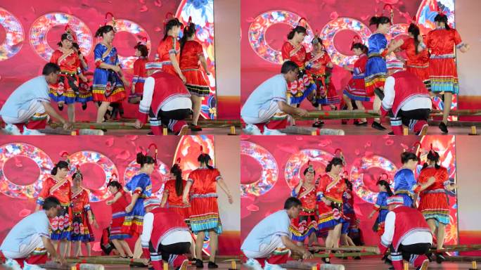 畲族苗彝跳舞蹈竹竿少数民族表演载歌载风情