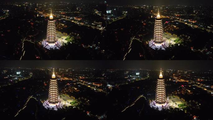 江苏常州城市夜景灯光航拍