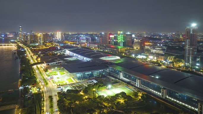 广州琶洲展馆夜景延时