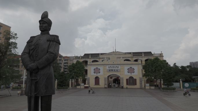 广州市海珠区大元帅府广场孙中山像航拍