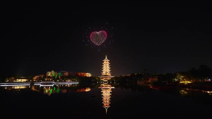 荆州方特东方神画七夕无人机编队表演全程