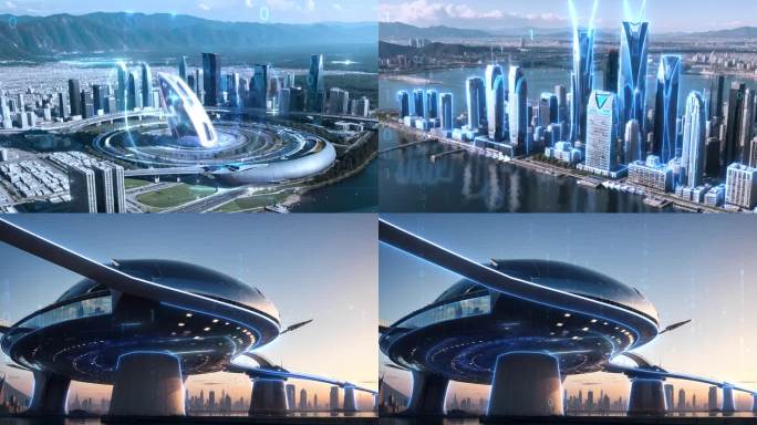 未来科技城市光线粒子视频