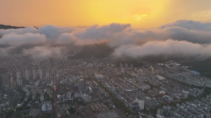 台州温岭火烧云航拍