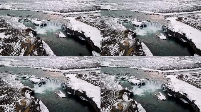 冰岛众神瀑布雪景 辽阔壮美