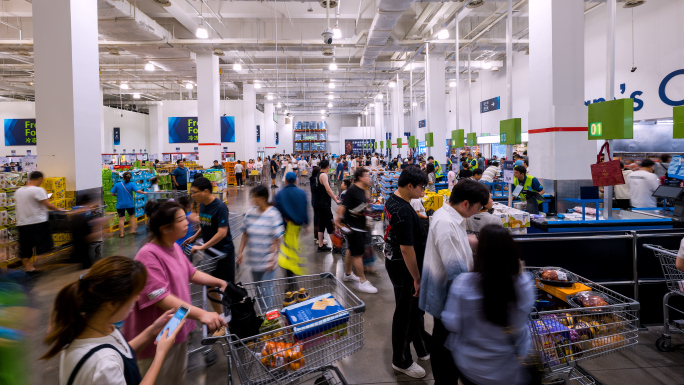 山姆会员店超市人流延时购物商场超市人流