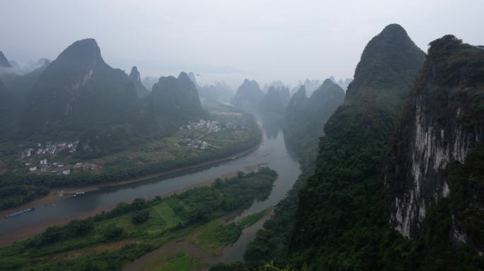 桂林山水之烟雨阳朔航拍