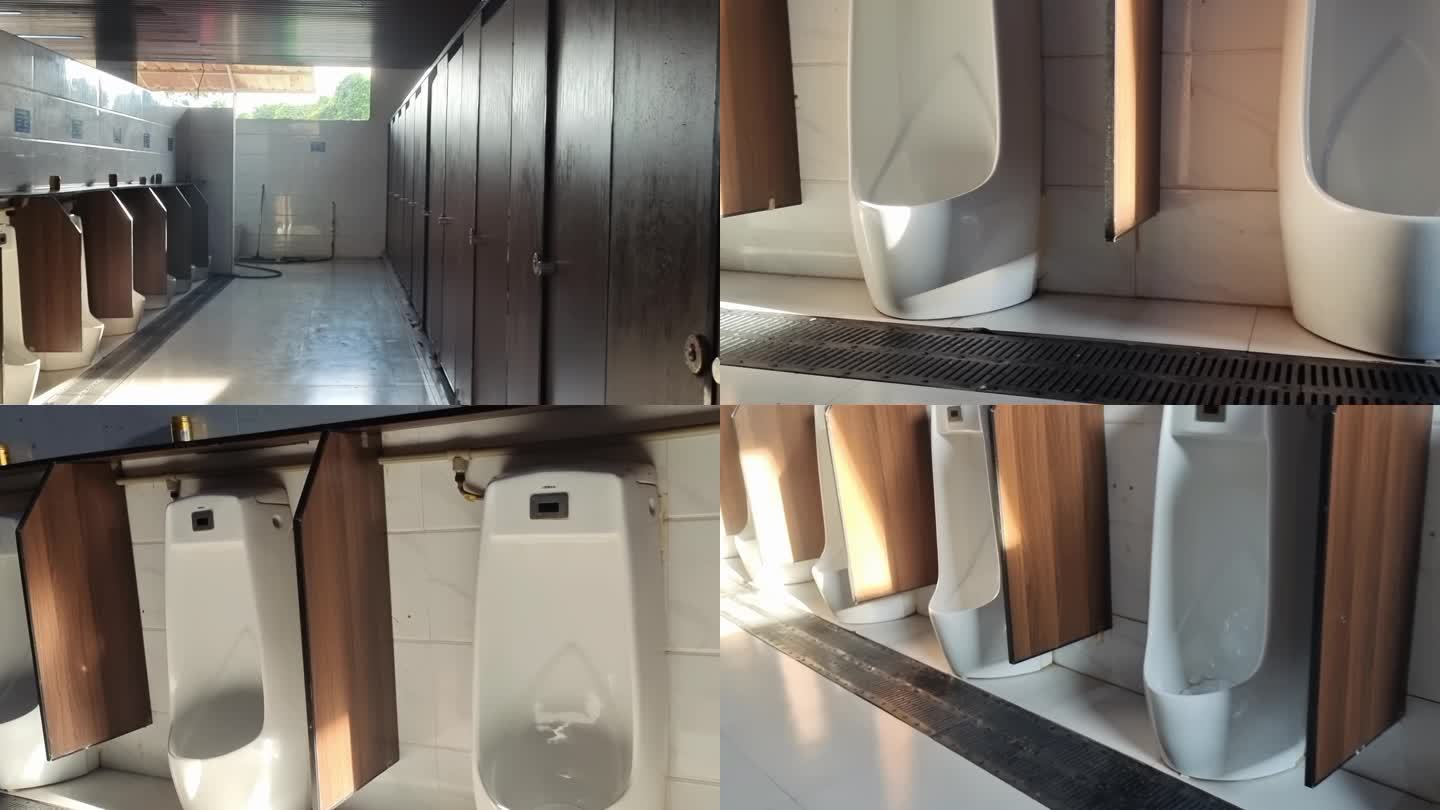 公共卫生间 阳光照洗手间 男厕所视频素材