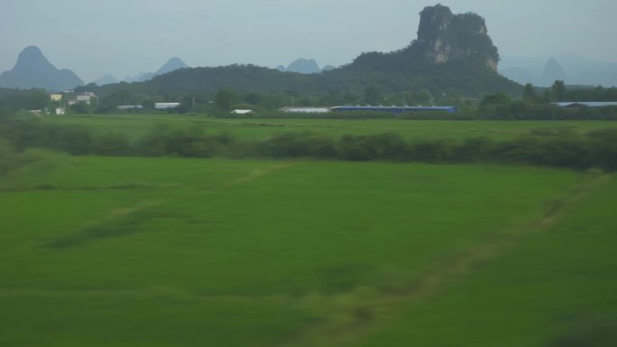 高铁动车火车窗外风景