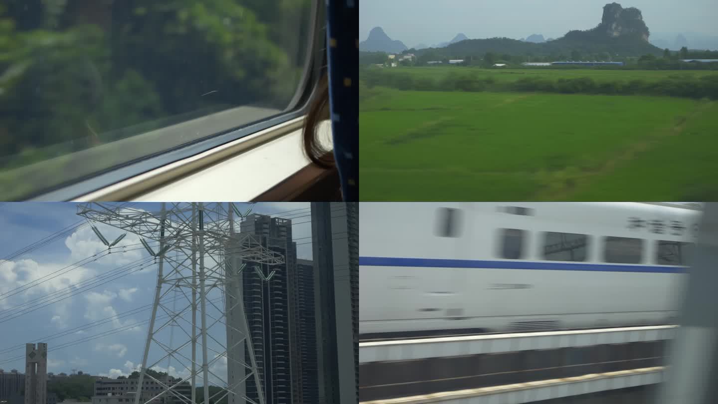 高铁动车火车窗外风景
