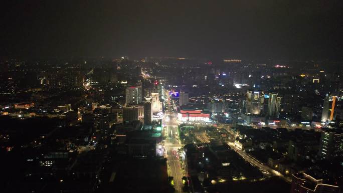 江苏常州城市夜景灯光航拍