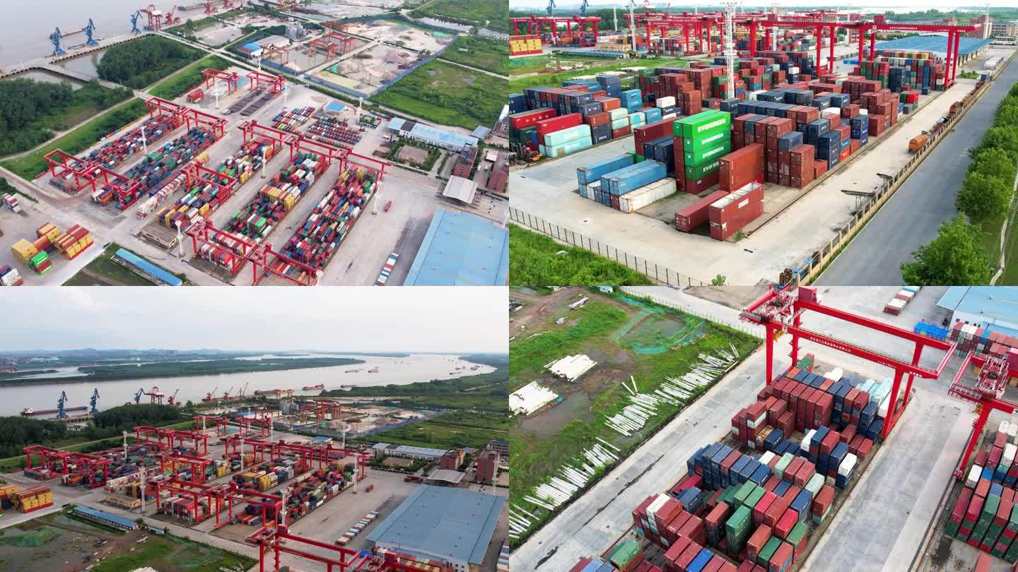 集装箱码头物流港口轮船集装箱国际贸易运输