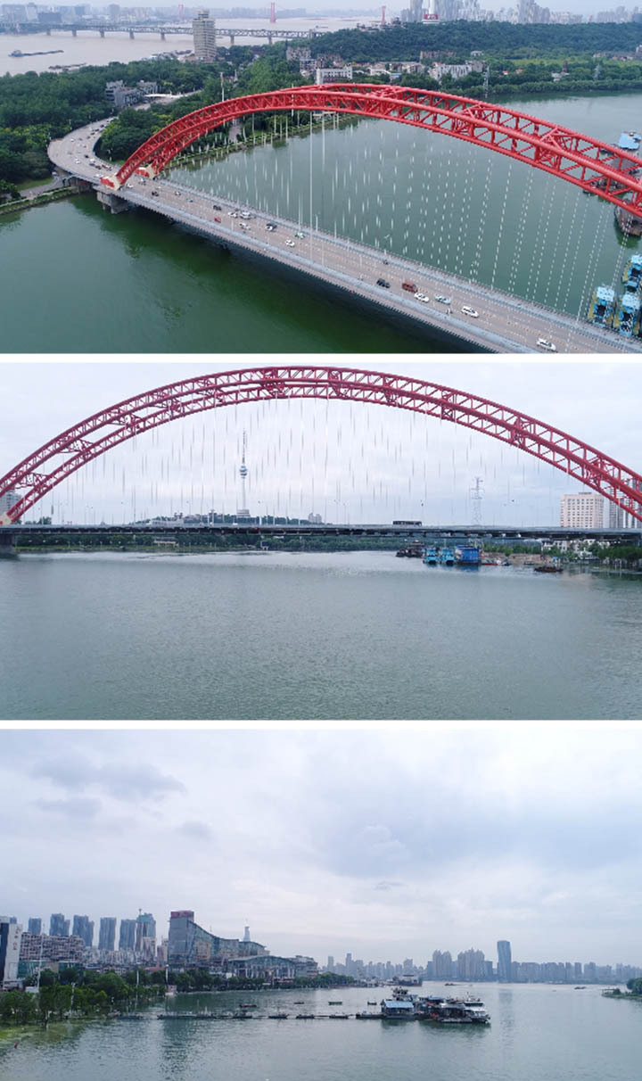 武汉南岸嘴 晴川桥 两江交汇航拍