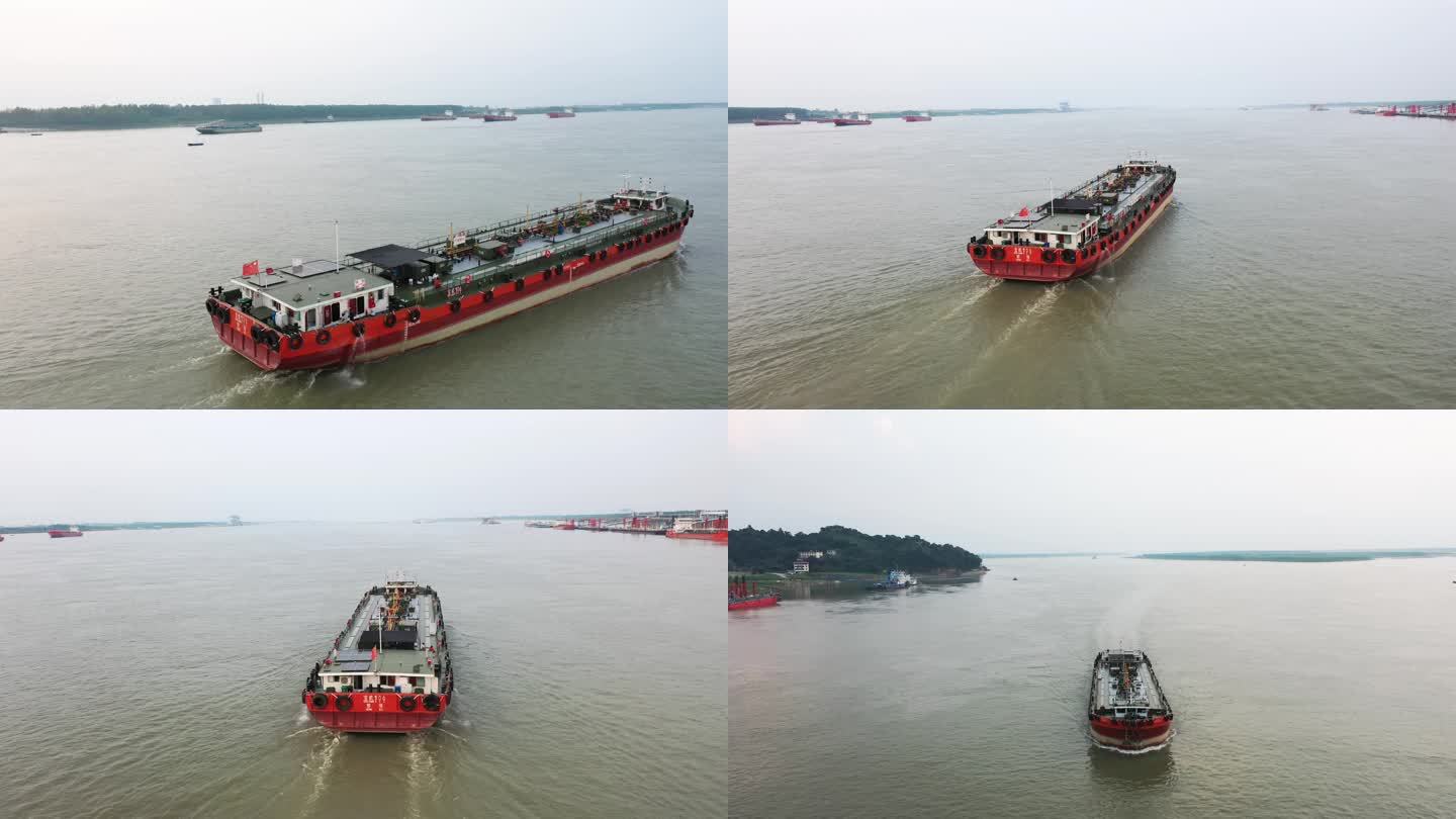 4K 长江上跟船航拍画面