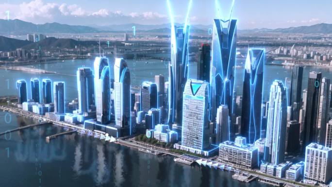 未来科技城市光线粒子视频