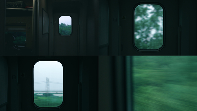 高铁车窗 车窗外飞驰闪过的风景原声素材