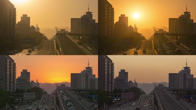 北京木樨地日落延时摄影