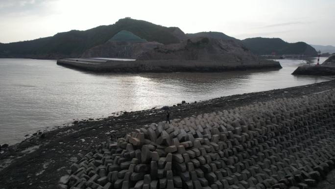 台州温岭城南犁头咀海边航拍