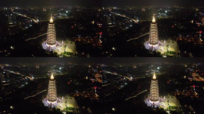 江苏常州城市夜景灯光航拍