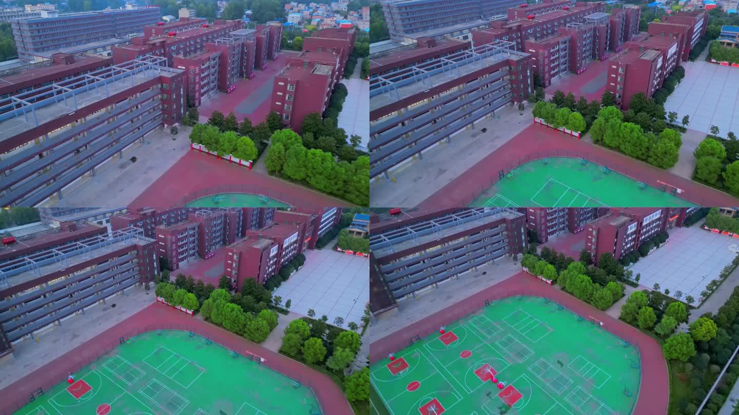 【4k】航拍现代小学学校教学楼操场实拍