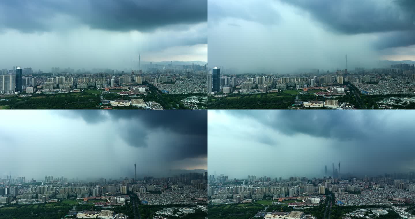 【商用4K】航拍广州暴雨极端天系雨幕延时