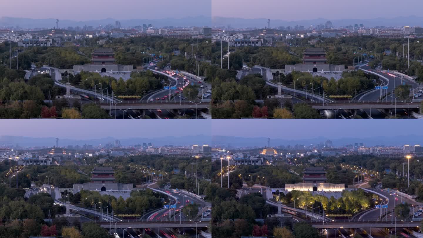 北京永定门日转夜延时摄影